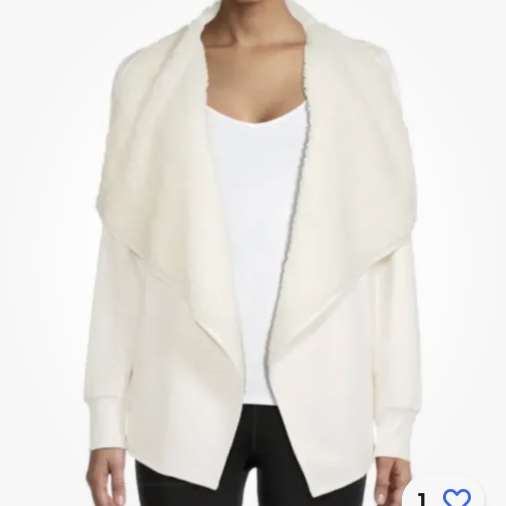 Avia Women’s Sherpa Lined Winter White Open Cardigan Size Small NEW